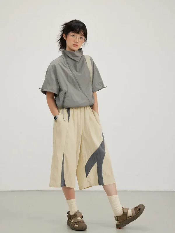 Sunscreen Jacket Fashion Simple Short Sleeve Korean Preppy Style Solid Safari Style Women Coat Top