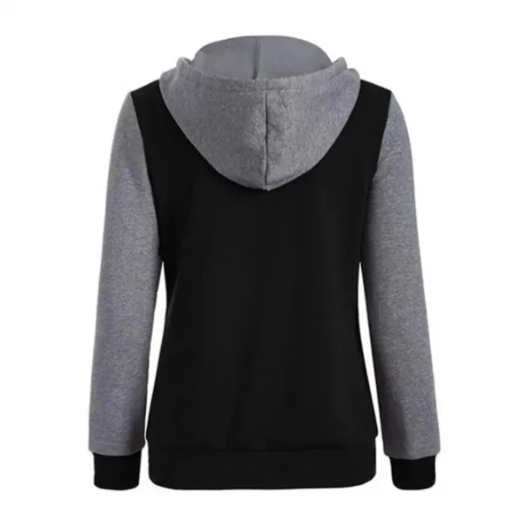 Drawstring Women Jacket Fall Winter Color Block Sports Hoodie Jacket Button Hooded Long Sleeve Hoodies Jogging Women Sweatshirts